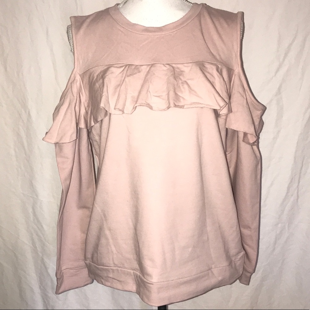 Polly & Esther Cold Shoulder Sweatshirt Pink